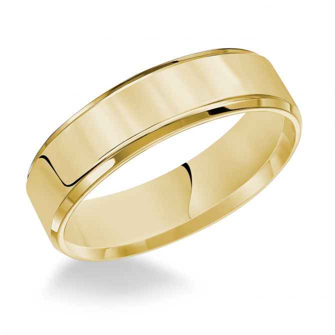 Yellow Gold Comfort Fit 5 mm Wedding Band with Beveled Edge, Size 11