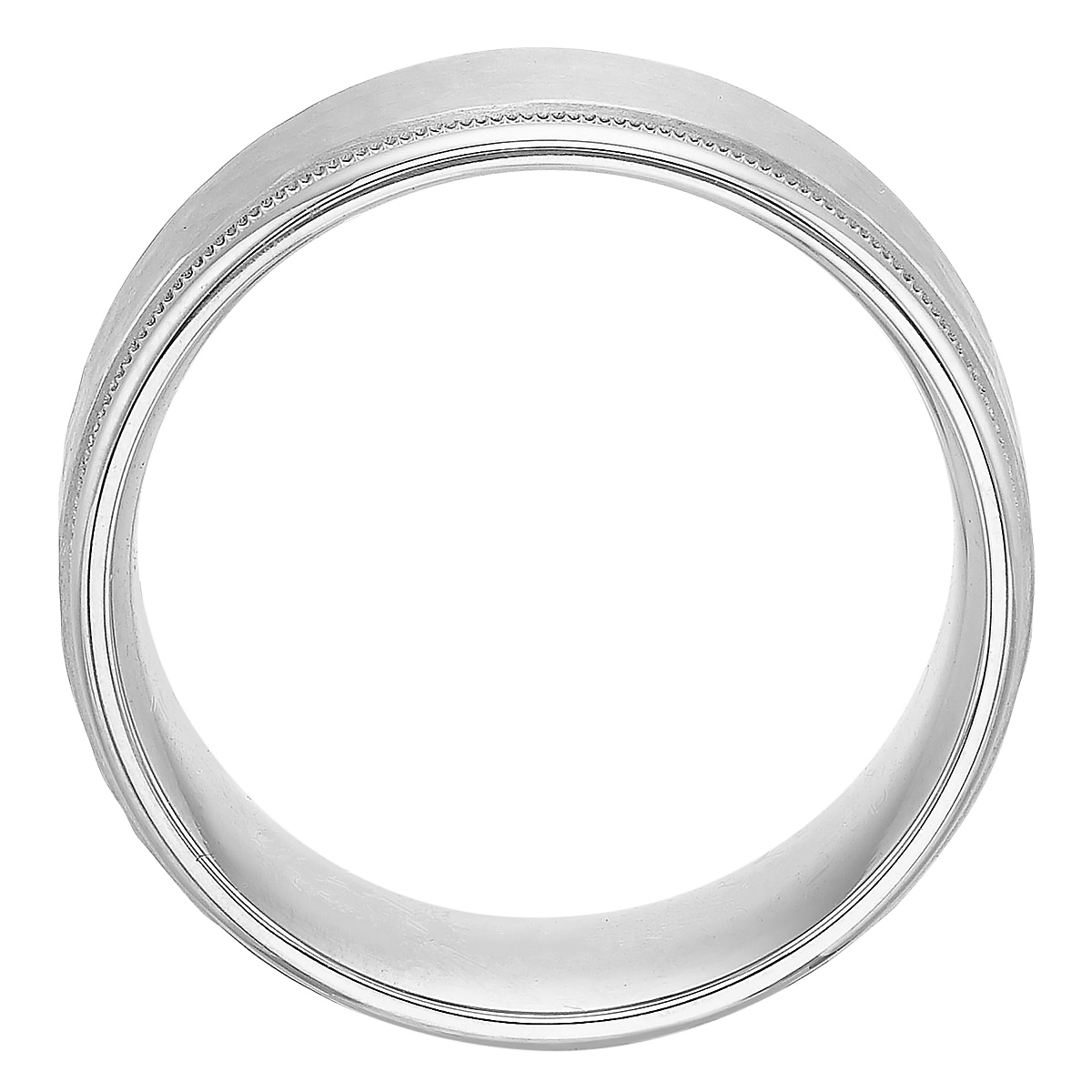 Platinum 9 mm Hammered Flat Wedding Band with Milgrain Edge