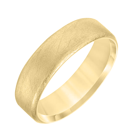 Yellow Gold Soft Sand Finish 6 mm Comfort Fit Wedding Band, Size 10