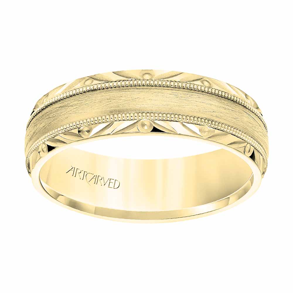 ArtCarved Yellow Gold 6.5 mm Comfort Fit Wedding Band with