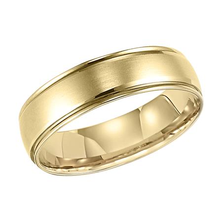 Yellow Gold Satin Center 6 mm Comfort Fit Wedding Band, Size 10