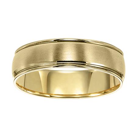 Yellow Gold Satin Center 6 mm Comfort Fit Wedding Band, Size 10