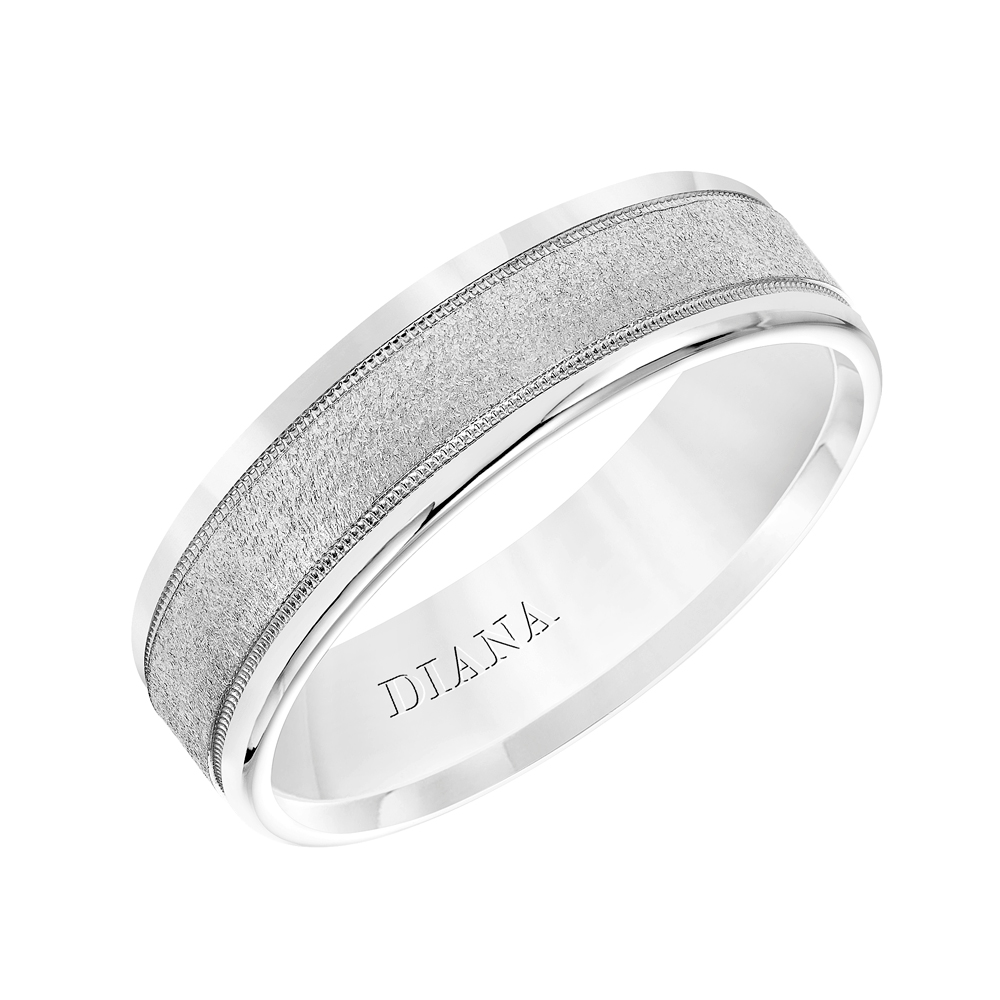 White Tungsten 6 mm Comfort Fit Flat Wedding Band, Size 11