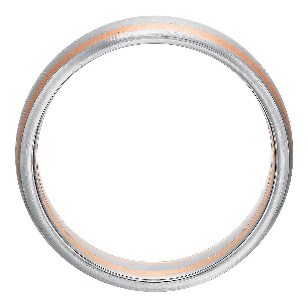 Rose & White Gold 6 mm Brushed 2 Stripe Wedding Band, Size 10