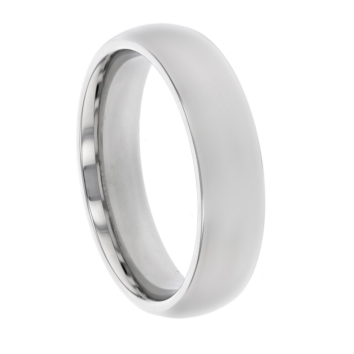 White Tungsten High Polished Comfort Fit Domed 6mm Wedding Band, Size 11