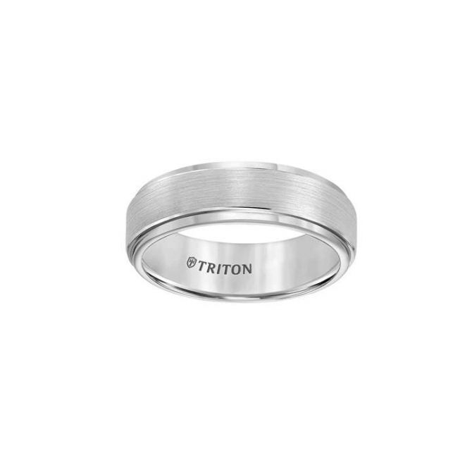 White Tungsten Flat Satin Finish Wedding Band, Size 10