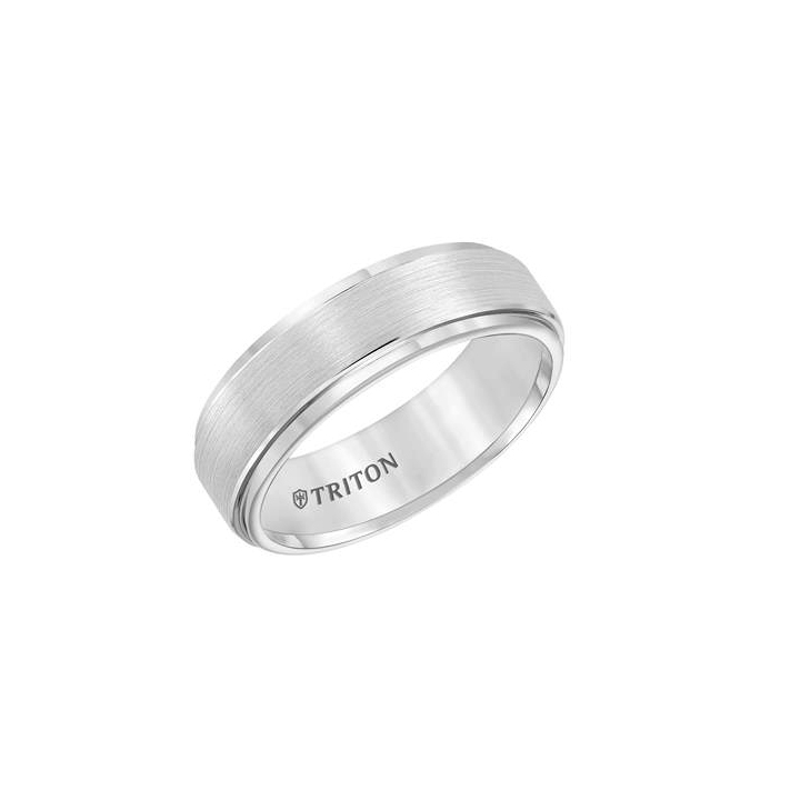 White Tungsten Flat Satin Finish Wedding Band, Size 10