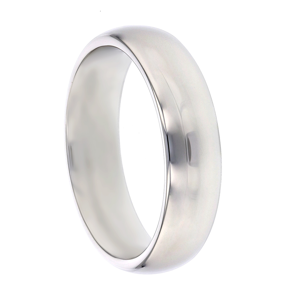 White Tungsten 6mm High Polish Comfort Fit Domed Wedding Band, Size 10
