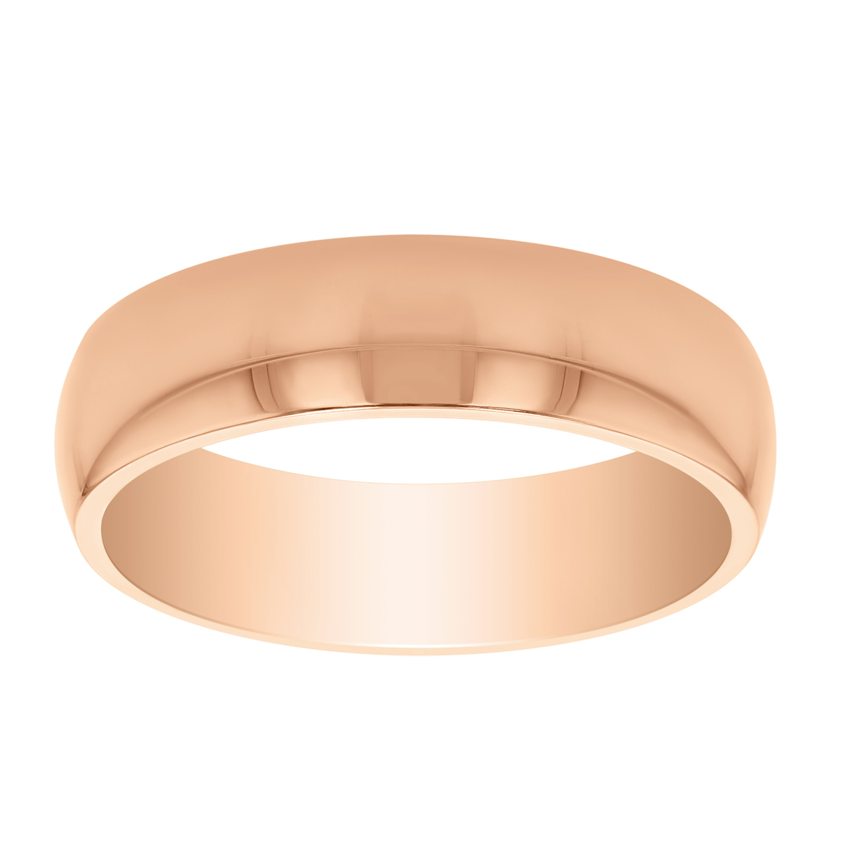 Rose Gold 6mm Low Dome Comfort Fit Wedding Band, Size 10