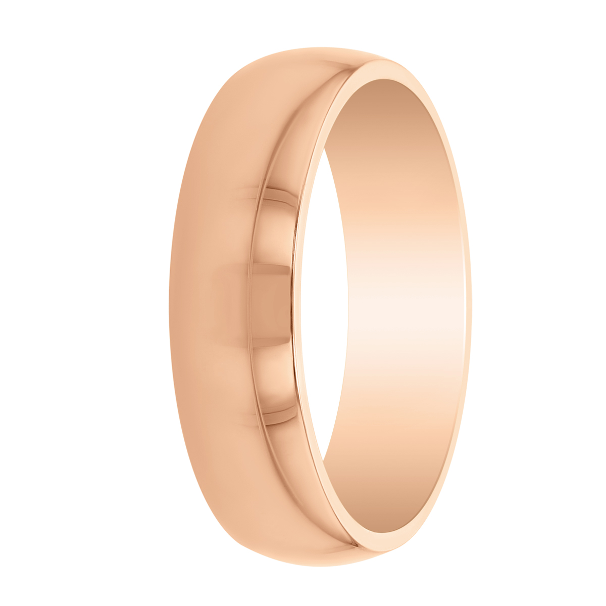 Rose Gold 6mm Low Dome Comfort Fit Wedding Band, Size 10