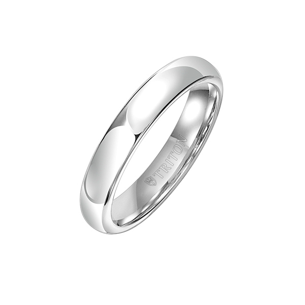 White Tungsten 4 mm Comfort Fit Wedding Band, Size 9