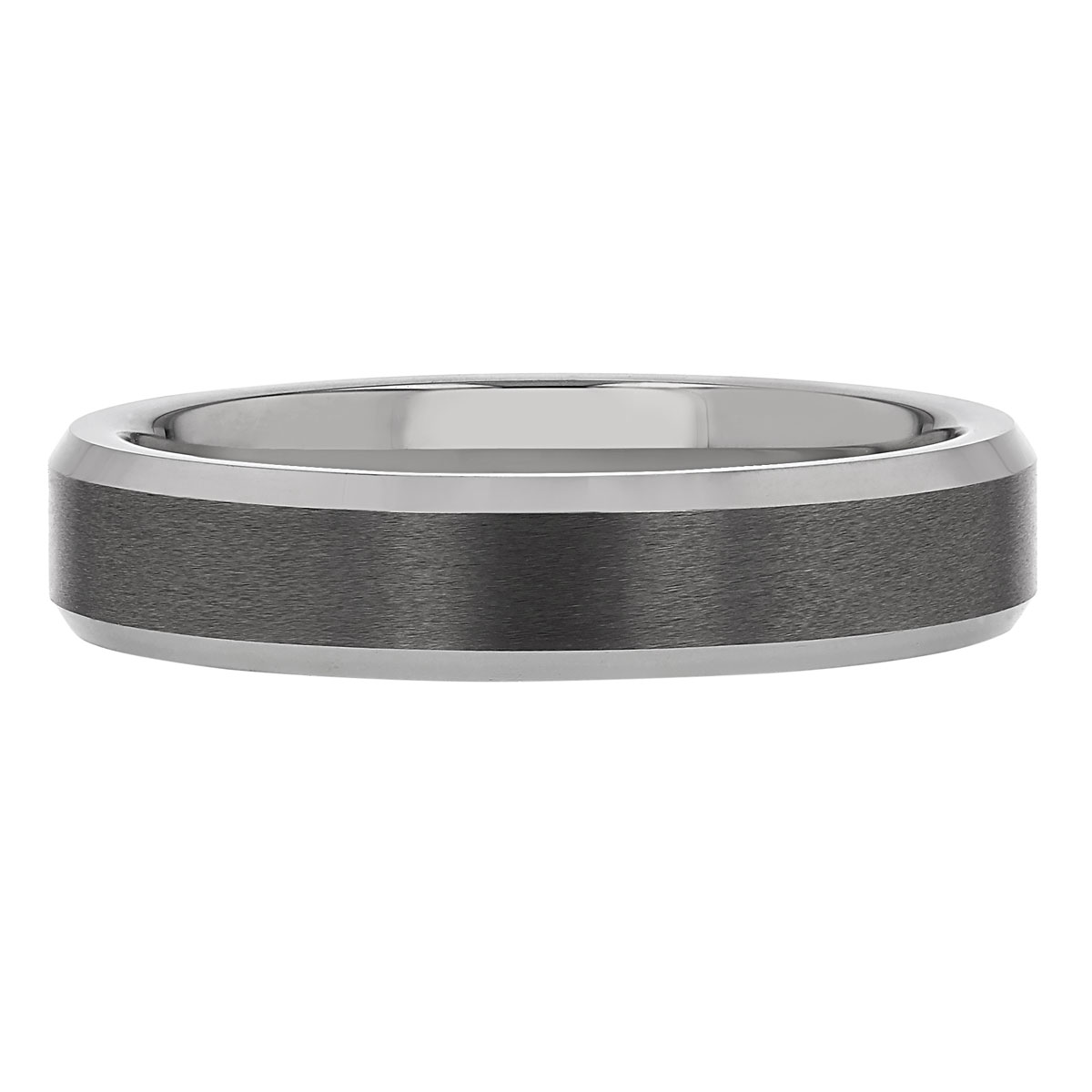 Tungsten Comfort Fit 5 mm Satin Wedding Band with Beveled Edge, Size 11