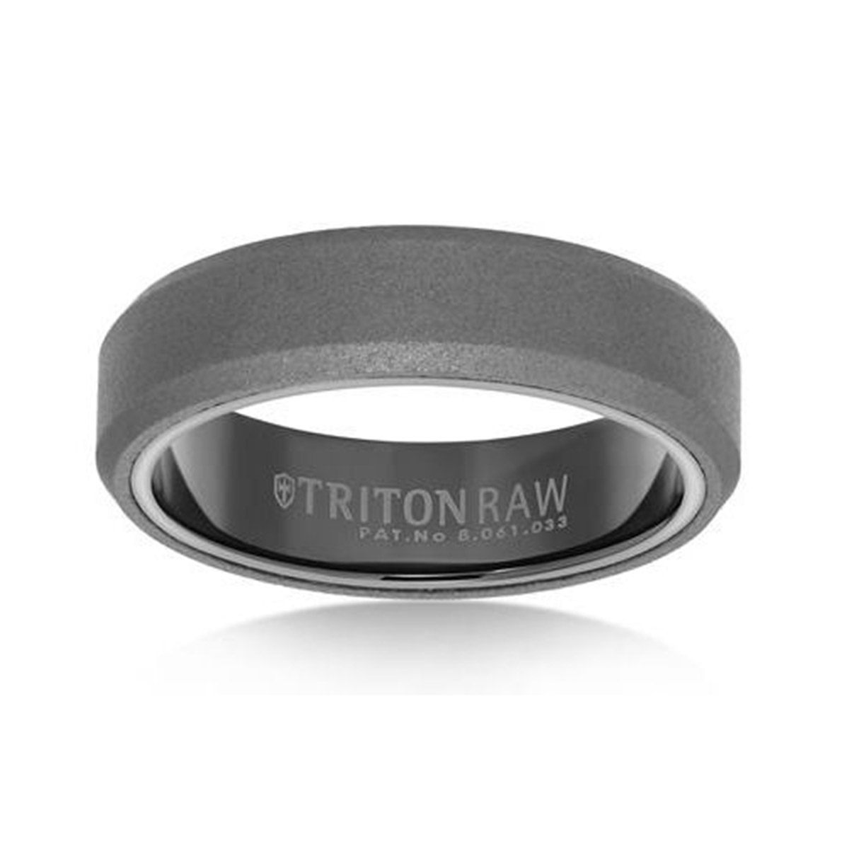 Black Tungsten 6mm Beveled Edge Sandblast Finish Wedding Band, Size 10
