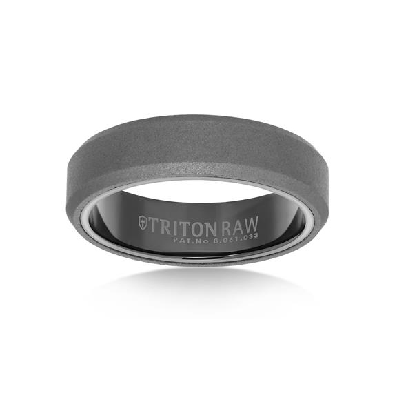 Black Tungsten 8mm Beveled Edge Sandblast Finish Wedding Band, Size 10