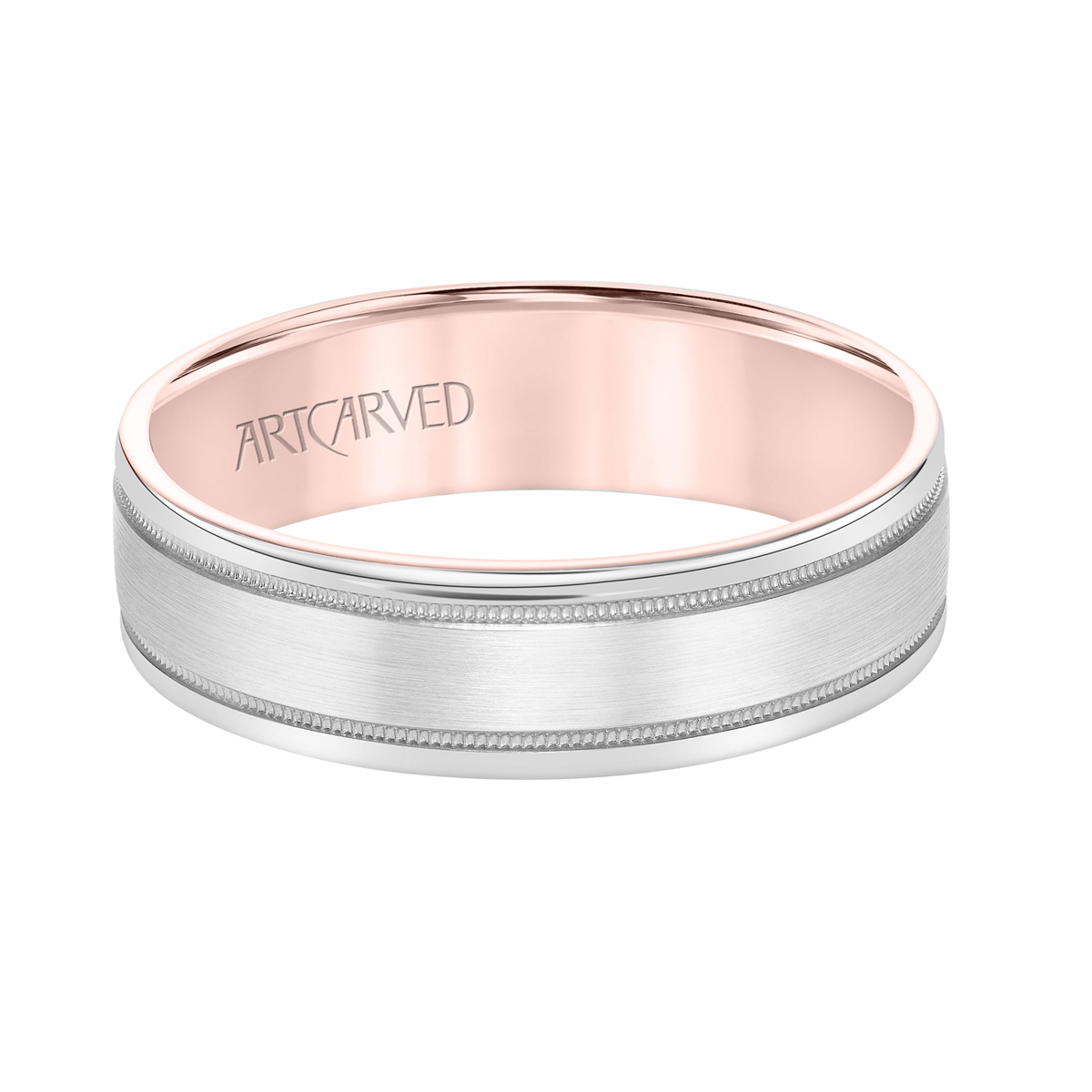 ArtCarved Milgrain Engraved 6 mm Wedding Band in Rose