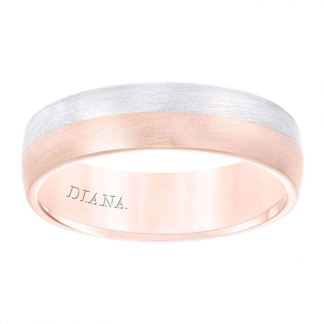 6 mm Satin Wedding Band in Rose & White Gold, Size 10