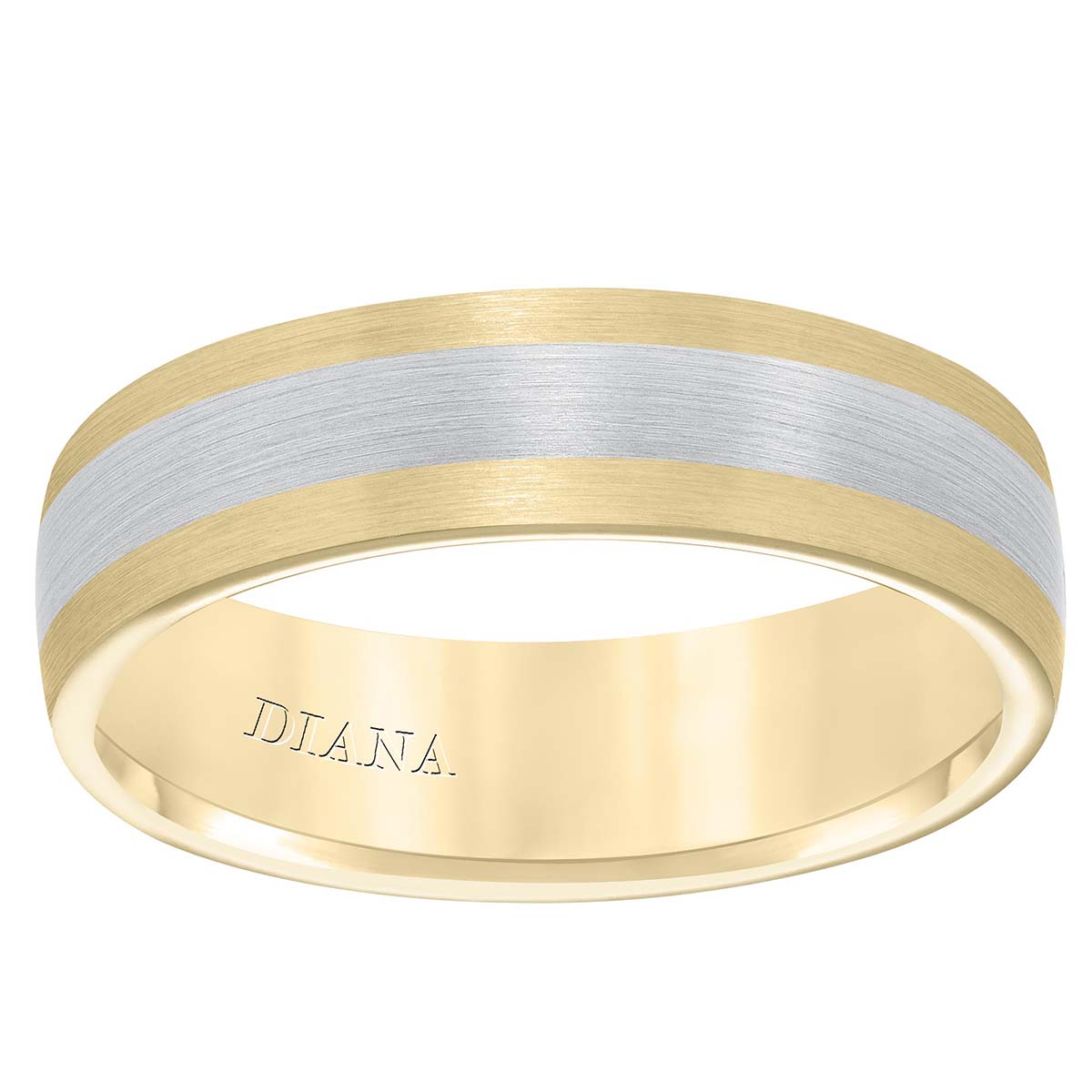 14K White & Yellow Gold Satin Domed Wedding Band, Size 10