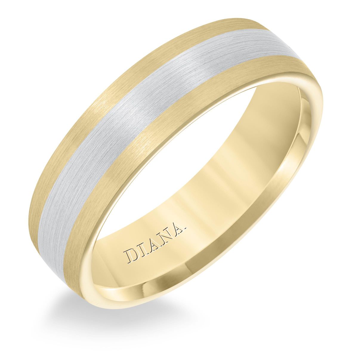 14K White & Yellow Gold Satin Domed Wedding Band, Size 10