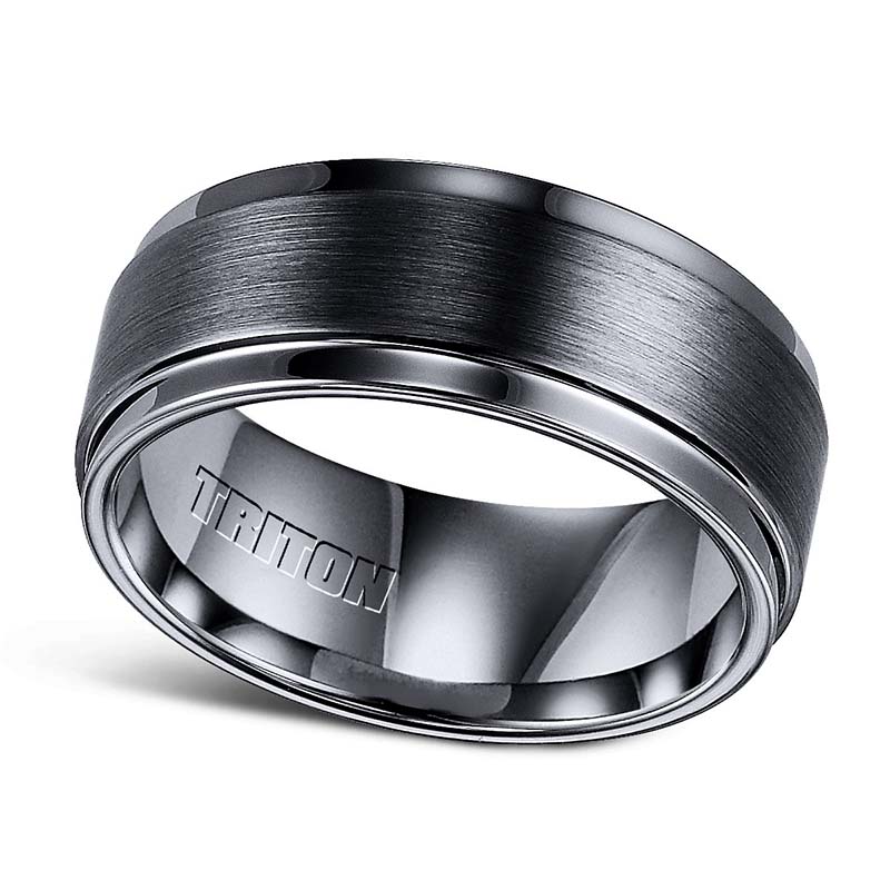 Black Tungsten Satin Finish Wedding Band, Size 12