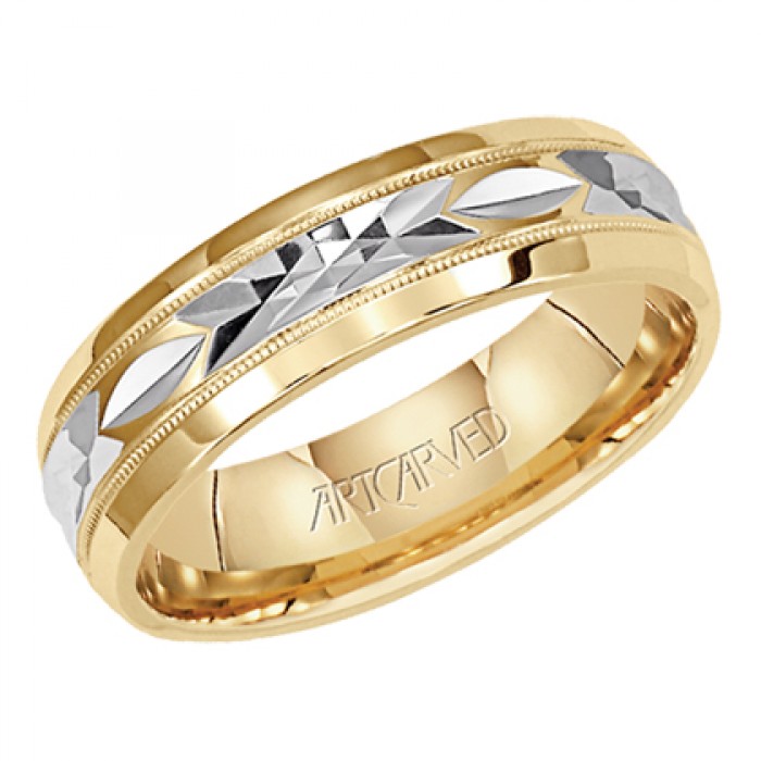 ArtCarved Yellow Gold & Rhodium Swiss Cut 6 mm Wedding