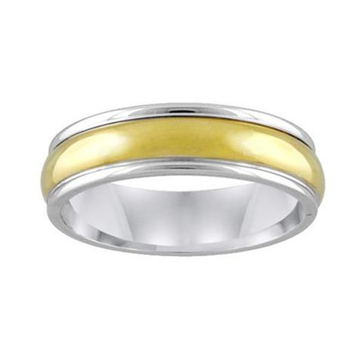 ArtCarved Two Tone Gold High Polish 6mm Wedding Band, Size