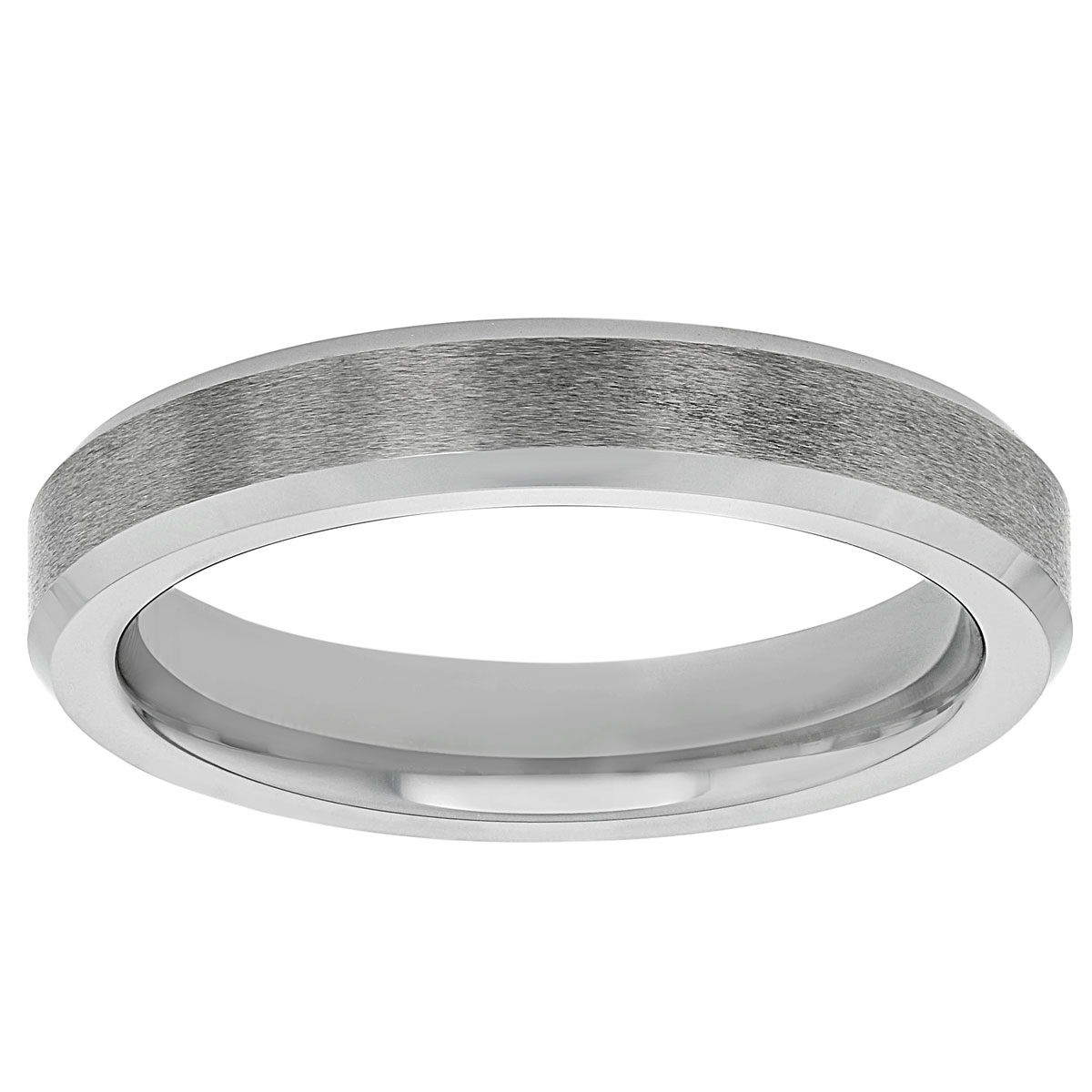 Tungsten Comfort Fit 4 mm Satin Wedding Band with Beveled Edge, Size 9 ...