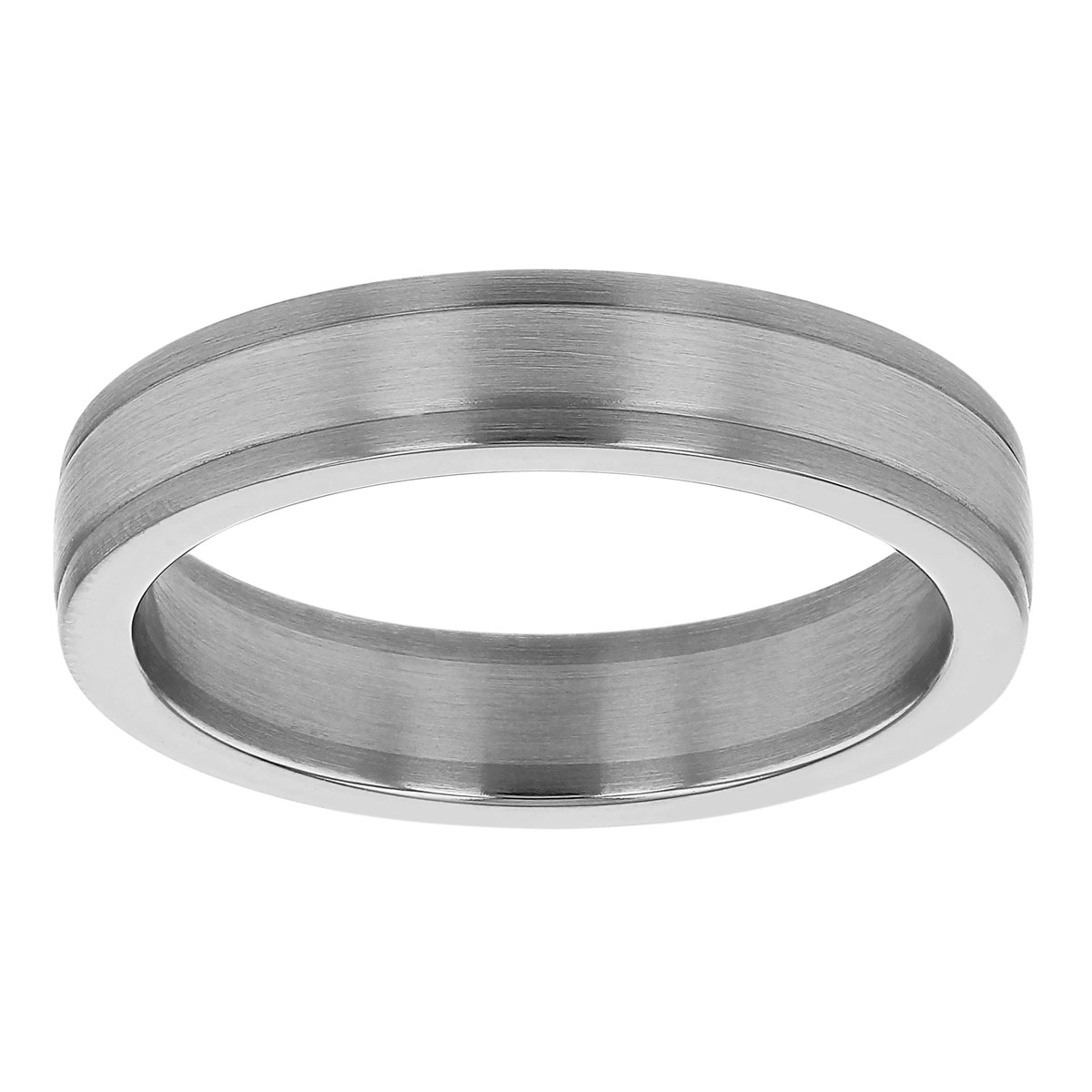 Furrer-Jacot Palladium & White Gold Stripe 4.5 mm Wedding Band, Size 10
