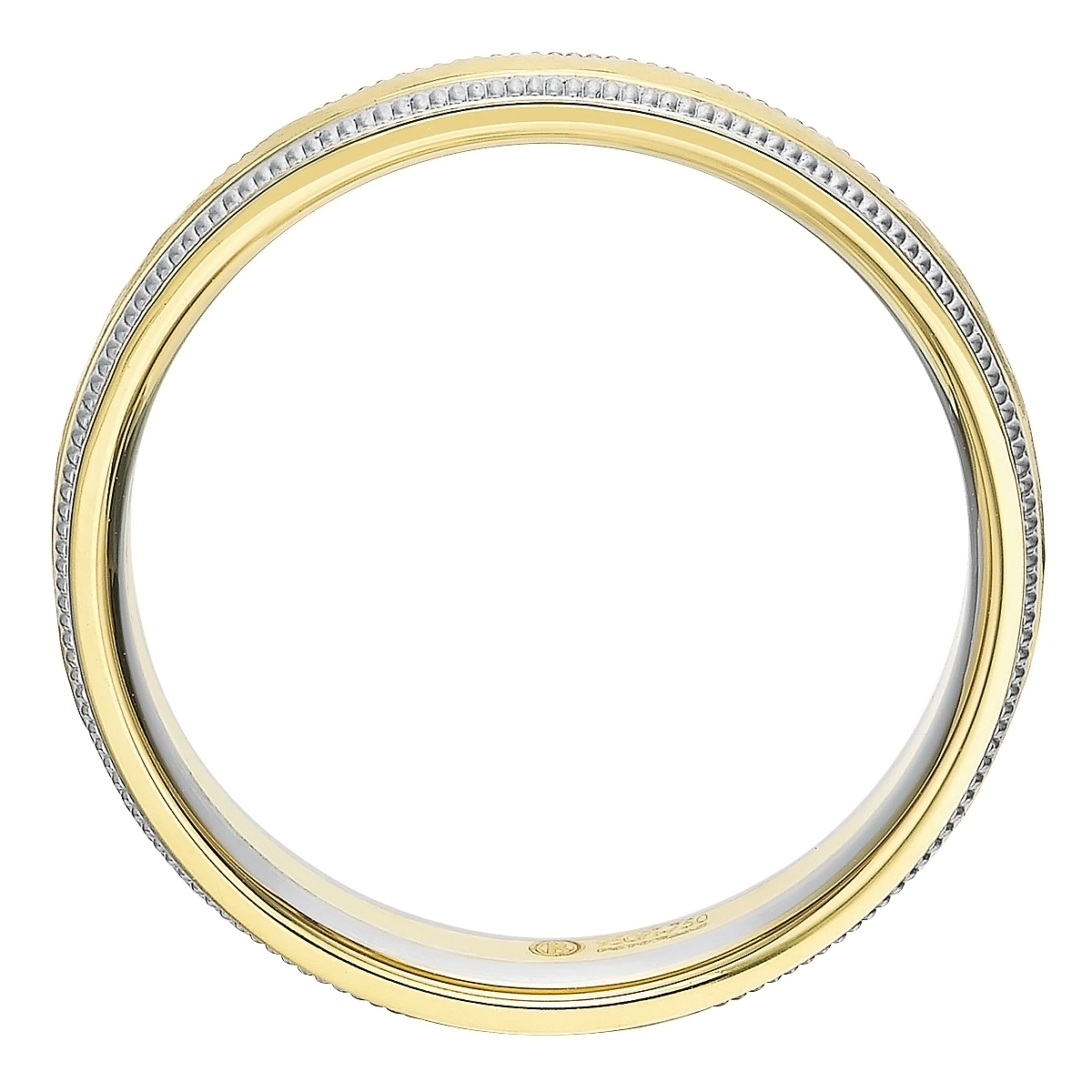 Two Tone 5 mm Hammered Wedding Band with Coin Edge, Size 12