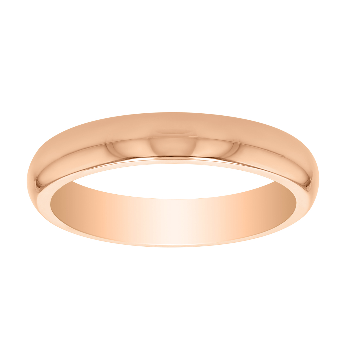 Rose Gold Domed 4 mm Comfort Fit Wedding Band, Size 9