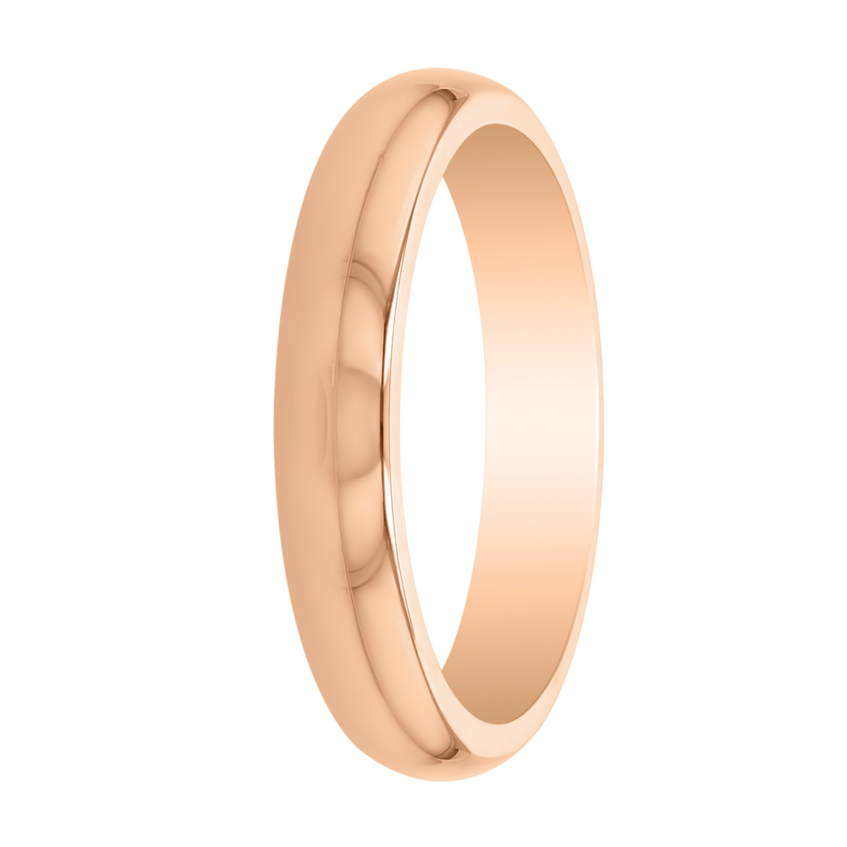 Rose Gold Domed 4 mm Comfort Fit Wedding Band, Size 9