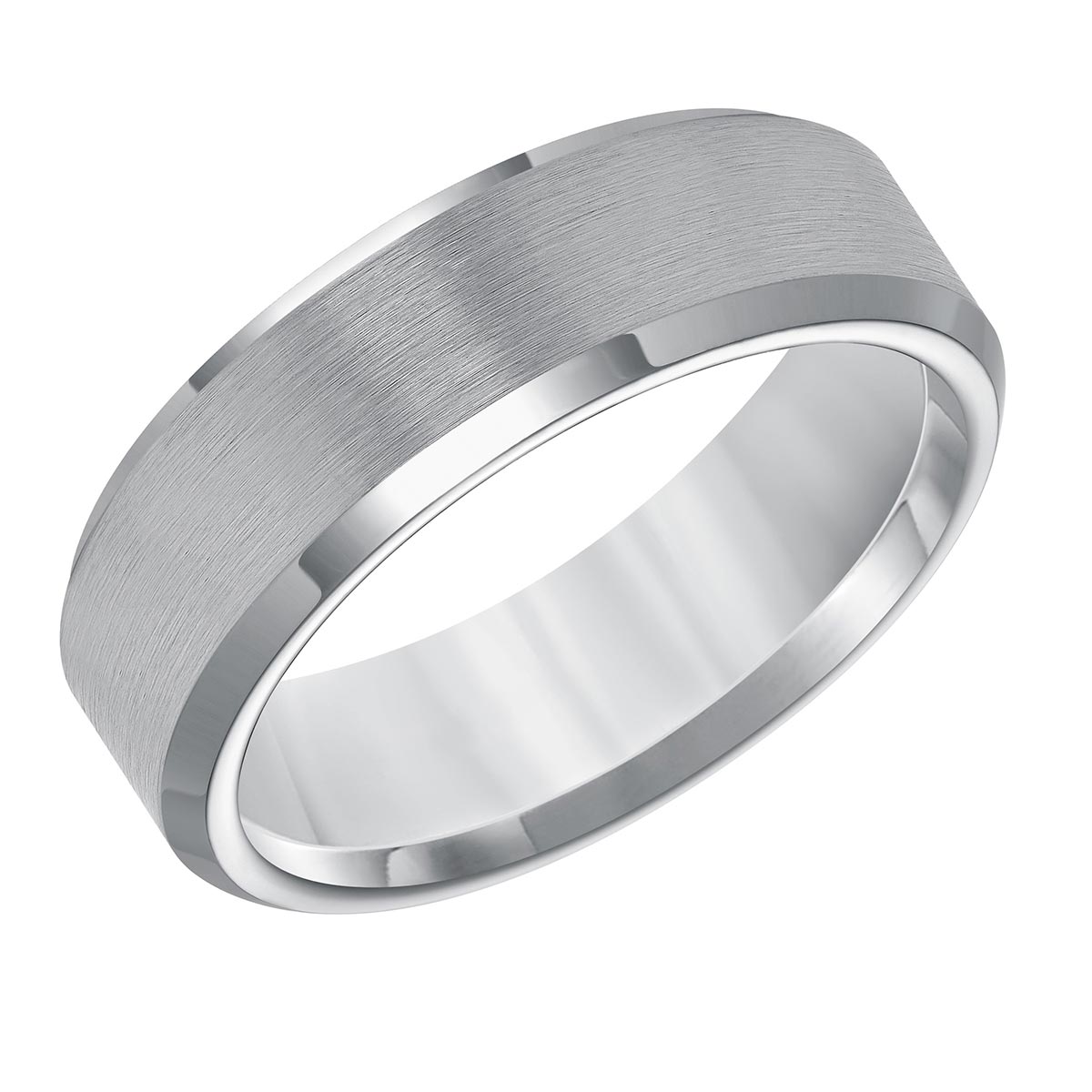 Tungsten Comfort Fit Satin Beveled 7 mm Wedding Band, Size 9