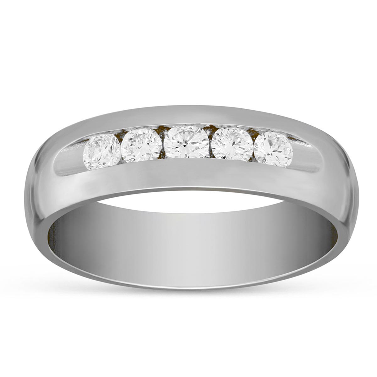 14k White Gold Comfort Fit Diamond Wedding Band, 0.50cttw