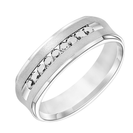Diamond Channel 7 mm Wedding Band in Matte White Gold, Size 10