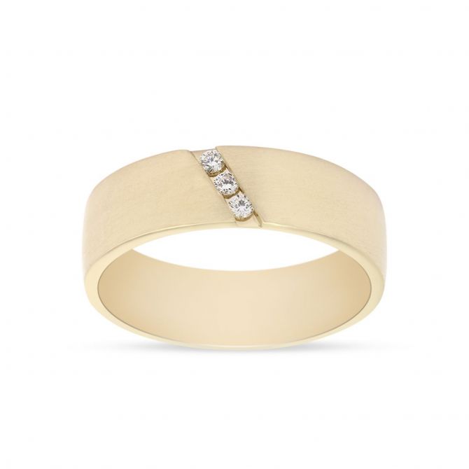Yellow Gold 6.5mm Comfort Fit Diagonal Channel Set Diamond Wedding Band, Size 10