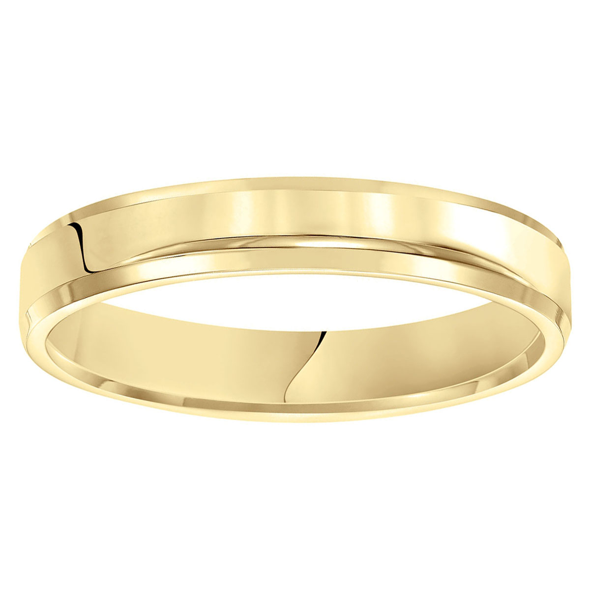 Yellow Gold 4 mm Comfort Fit Beveled Wedding Band, Size 10