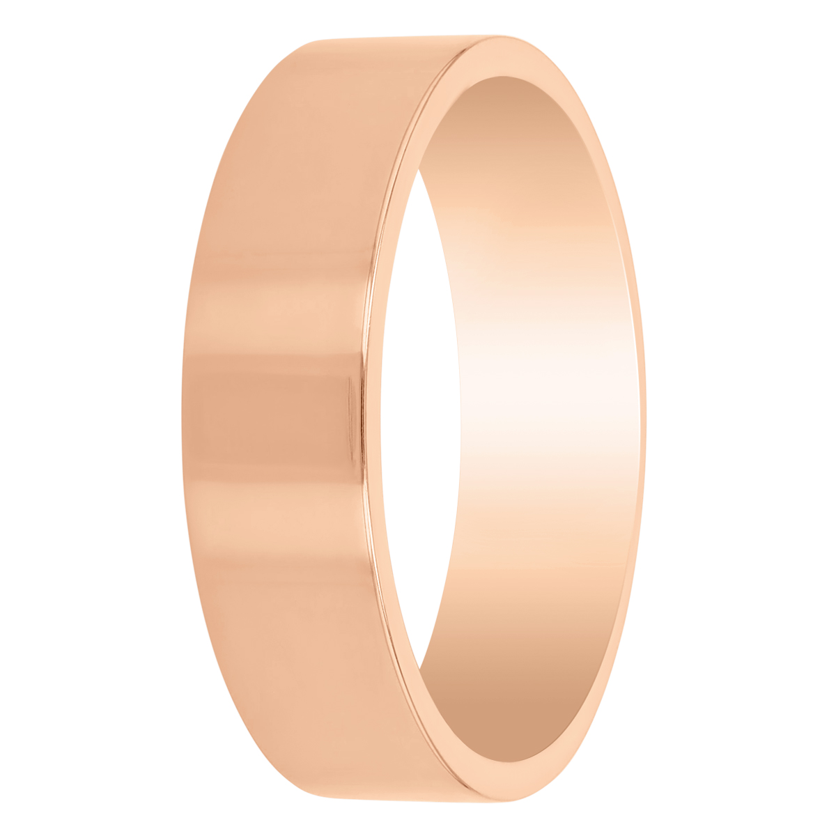 Rose Gold Flat 6 mm Comfort Fit Wedding Band, Size 10