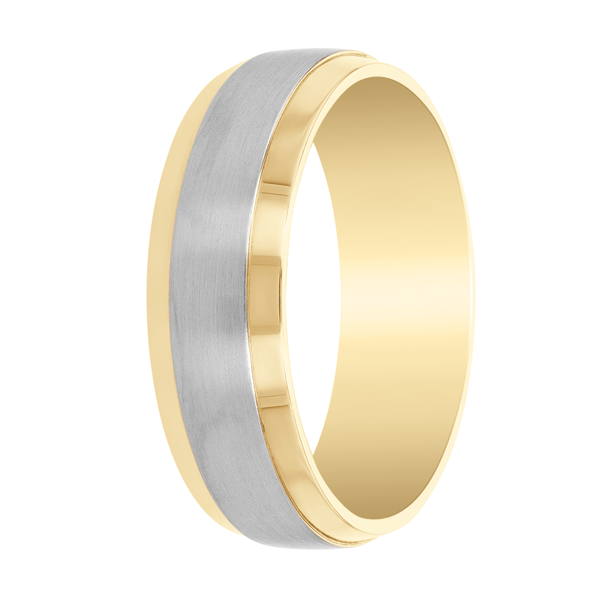 Yellow & White Gold 7 mm Comfort Fit Two Tone Wedding Band, Size 10