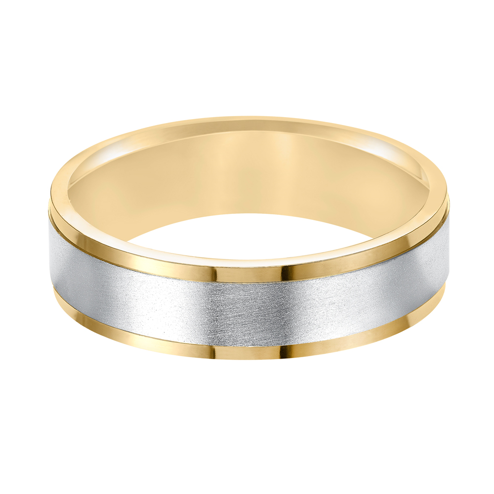 Yellow & White Gold 6 mm Comfort Fit Two Tone Wedding Band, Size 10