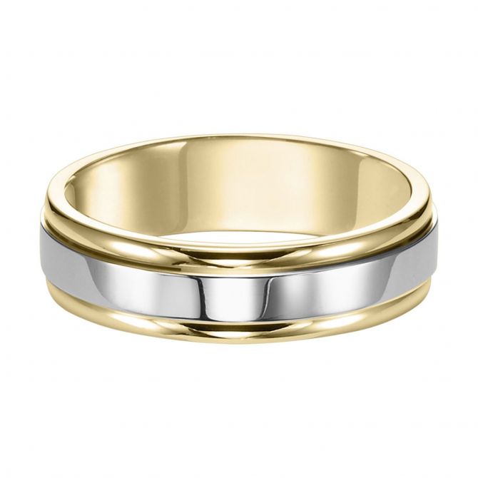 6 mm Comfort Fit Wedding Band with Step Edge in Two Tone, Size 10