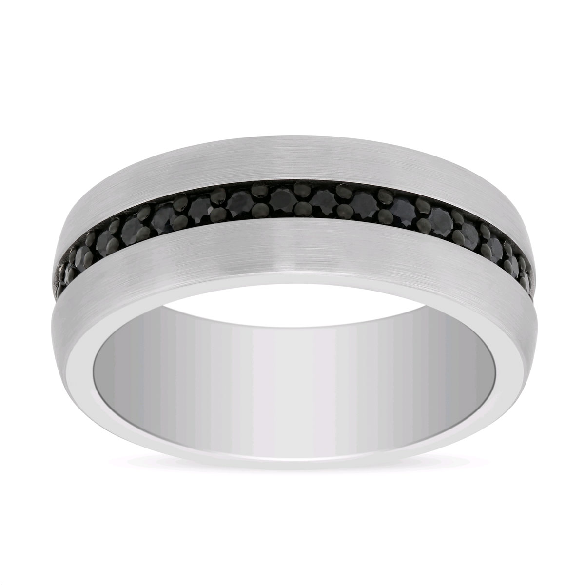 Black Sapphire 8 mm Wedding Band in Tungsten, Size 10