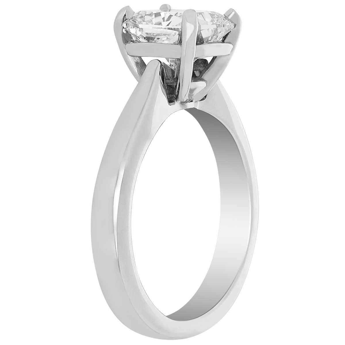 Cushion Diamond Solitaire Engagement Ring in White Gold, 2.01 ct