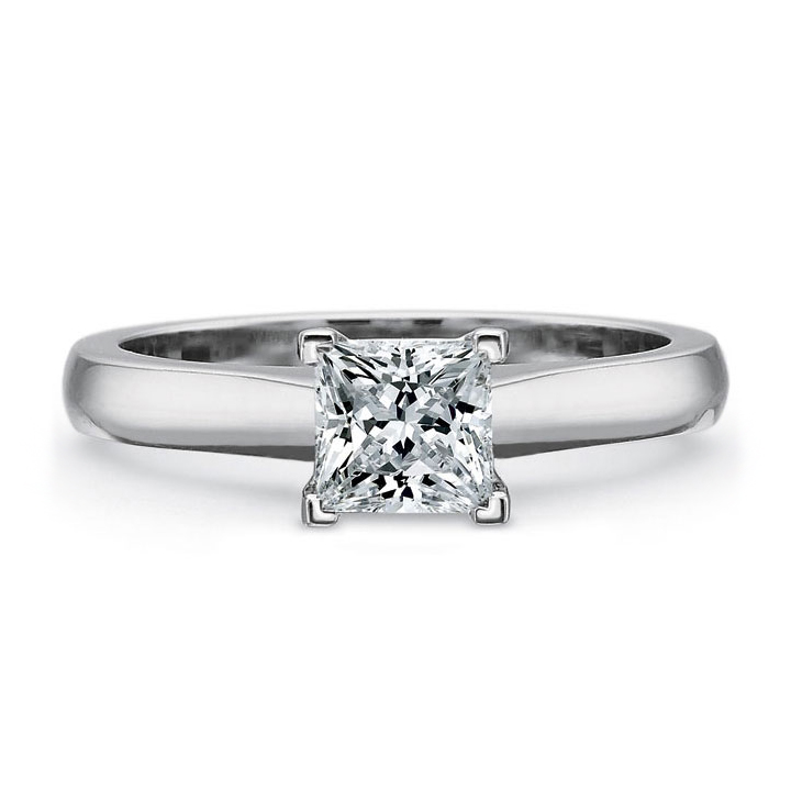 Precision Set 18K White Gold Solitaire Flush Fit Ring for Princess Cut