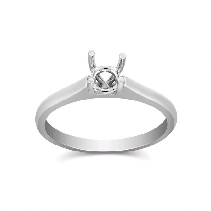 White Gold Petite Flush Fit Solitaire Ring Setting, .50 Head