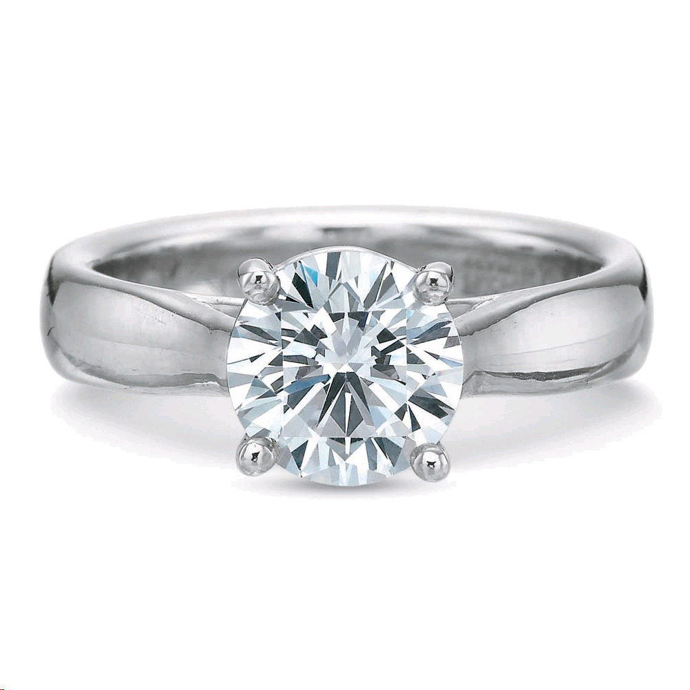 New Aire White Gold 4 mm Solitaire Ring Setting, 1.50 Head