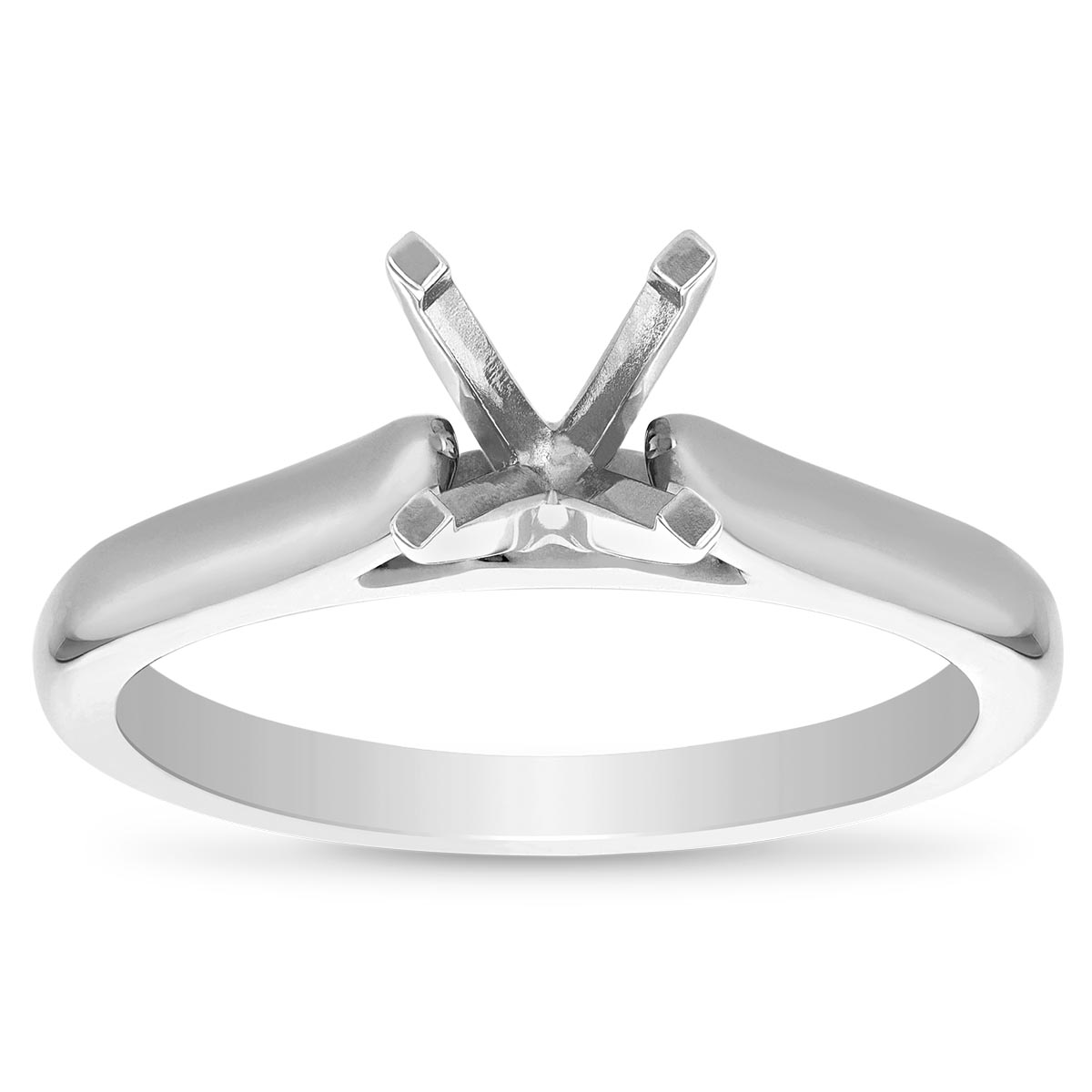White Gold Solitaire Cathedral Engagement Ring Mounting