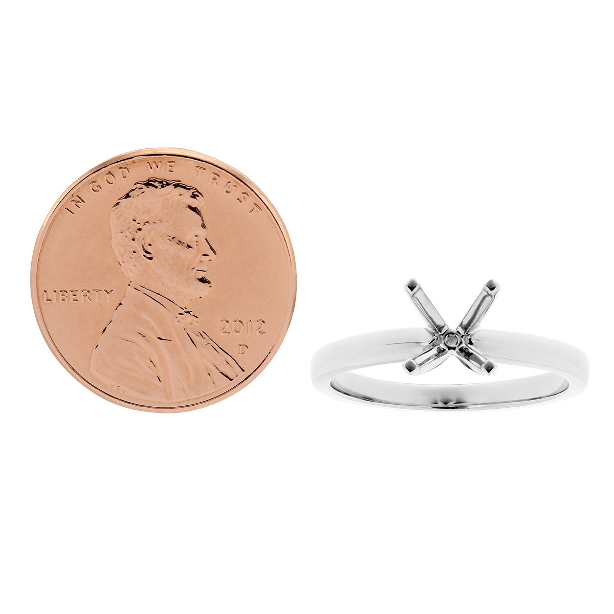 14K White Gold Solitaire Ring Setting