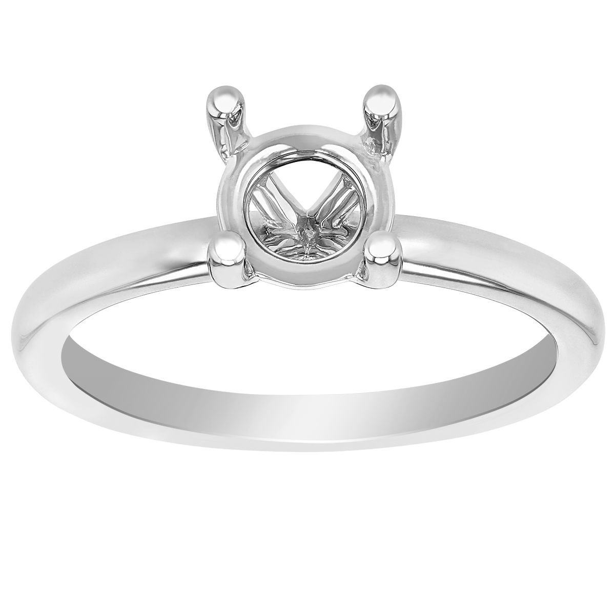 White Gold Solitaire 4 Prong Basket Ring Setting with 1 ct Head