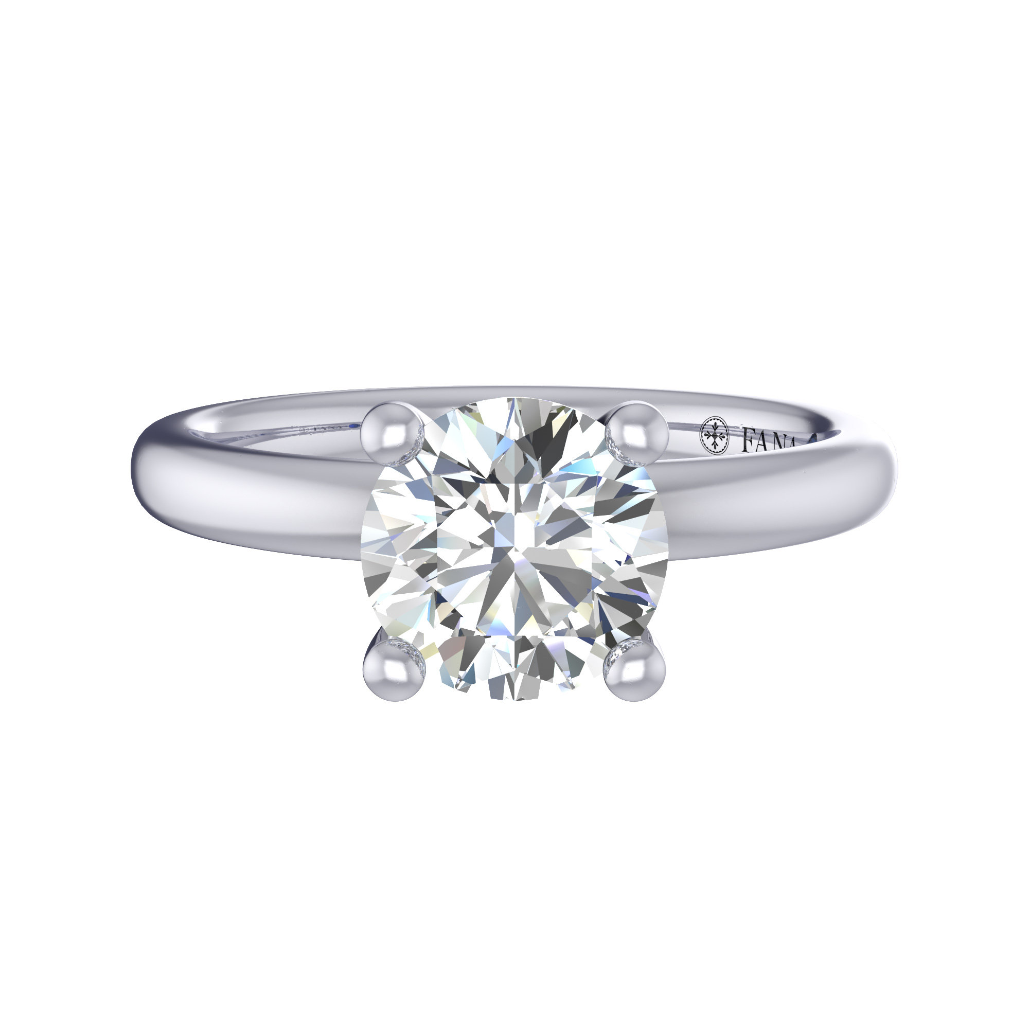 14K White Gold Solitaire Ring Setting for 2.00 ct Diamond