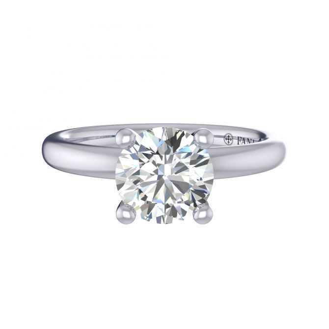 14K White Gold Solitaire Ring Setting for 2.00 ct Diamond