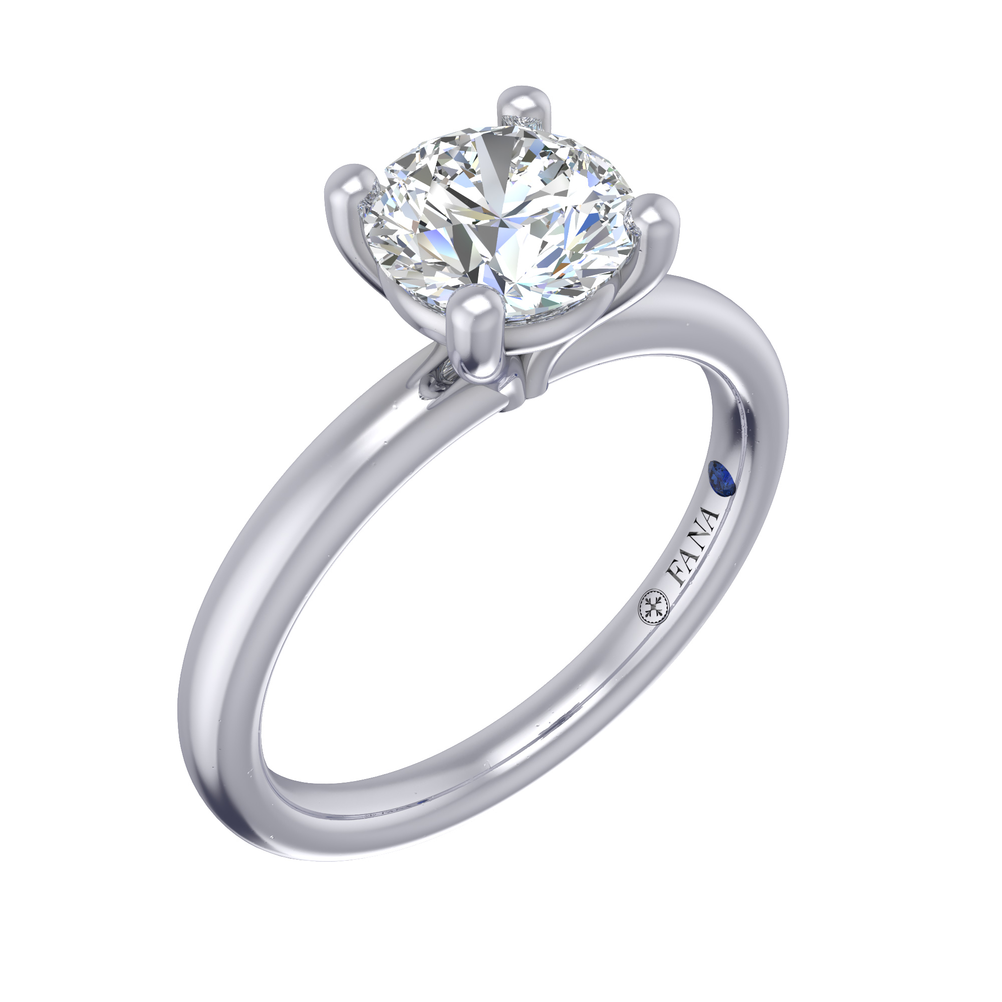 14K White Gold Solitaire Ring Setting for 2.00 ct Diamond